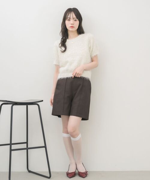 RETRO GIRL(レトロガール)の「半袖ラメシャギーニット(ニット/セーター・レディース・ナチュラル/ベージュ/ブルー・FREE)」の4枚目の写真