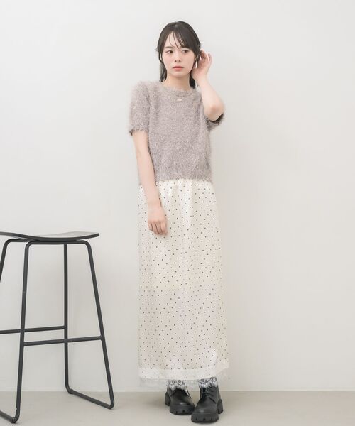 RETRO GIRL(レトロガール)の「半袖ラメシャギーニット(ニット/セーター・レディース・ナチュラル/ベージュ/ブルー・FREE)」の10枚目の写真