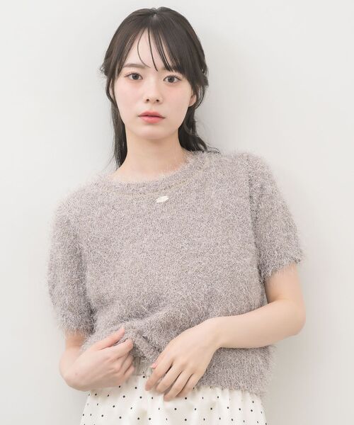 RETRO GIRL(レトロガール)の「半袖ラメシャギーニット(ニット/セーター・レディース・ナチュラル/ベージュ/ブルー・FREE)」の12枚目の写真