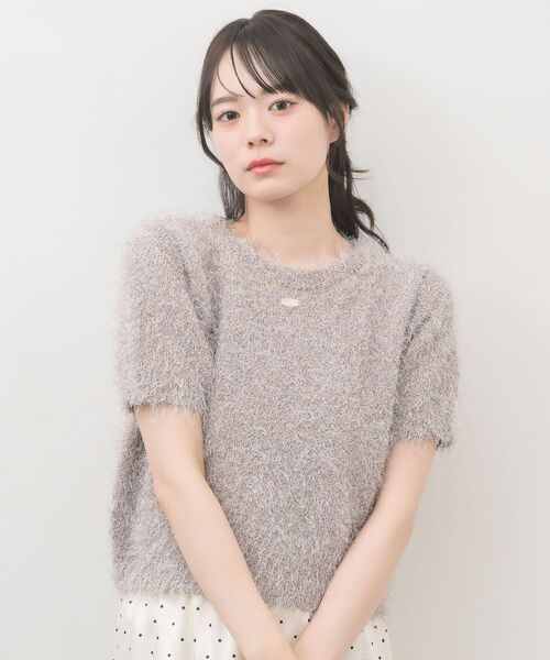 RETRO GIRL(レトロガール)の「半袖ラメシャギーニット(ニット/セーター・レディース・ナチュラル/ベージュ/ブルー・FREE)」の13枚目の写真