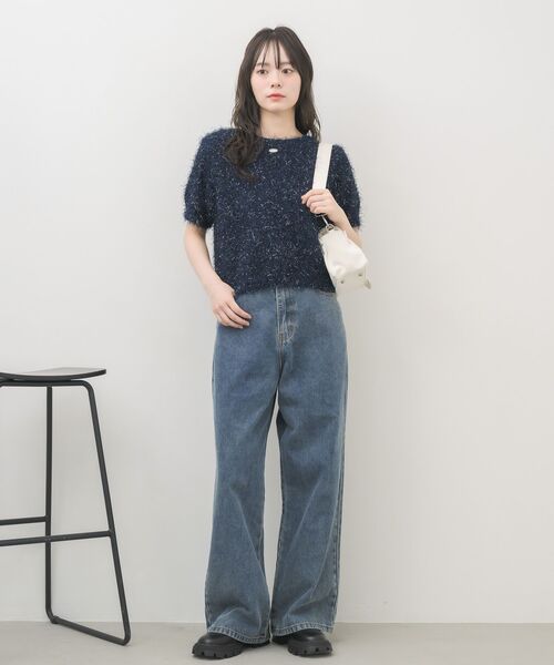 RETRO GIRL(レトロガール)の「半袖ラメシャギーニット(ニット/セーター・レディース・ナチュラル/ベージュ/ブルー・FREE)」の15枚目の写真