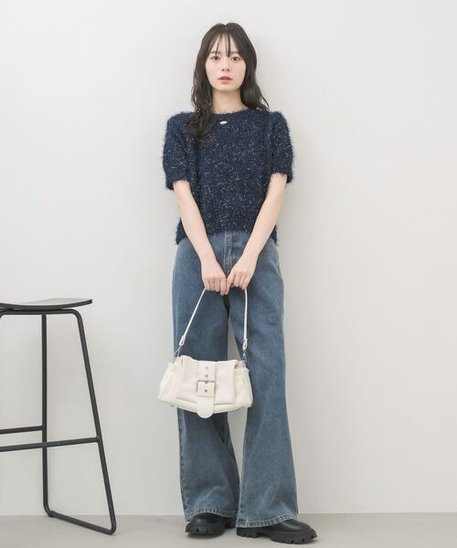 RETRO GIRL(レトロガール)の「半袖ラメシャギーニット(ニット/セーター・レディース・ナチュラル/ベージュ/ブルー・FREE)」の16枚目の写真