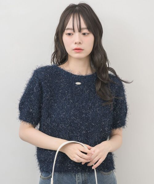 RETRO GIRL(レトロガール)の「半袖ラメシャギーニット(ニット/セーター・レディース・ナチュラル/ベージュ/ブルー・FREE)」の17枚目の写真