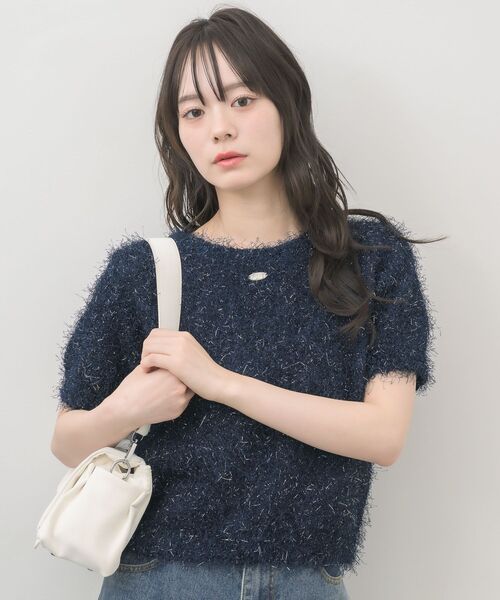RETRO GIRL(レトロガール)の「半袖ラメシャギーニット(ニット/セーター・レディース・ナチュラル/ベージュ/ブルー・FREE)」の18枚目の写真