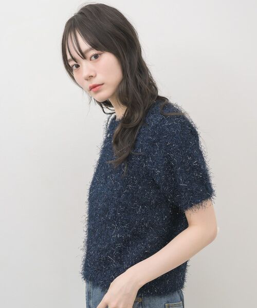 RETRO GIRL(レトロガール)の「半袖ラメシャギーニット(ニット/セーター・レディース・ナチュラル/ベージュ/ブルー・FREE)」の19枚目の写真