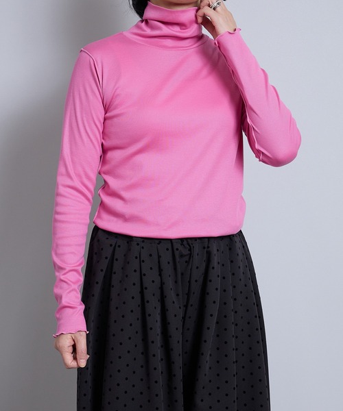 vent blanc(ヴァンブラン)の「VB:denicher デニシェ 60/2 ギザ リヨセル テレコ タートルネック(Tシャツ/カットソー・レディース・ピンク/ブラック/ホワイト/レモンイエロー・FREE)」の4枚目の写真