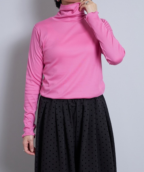 vent blanc(ヴァンブラン)の「VB:denicher デニシェ 60/2 ギザ リヨセル テレコ タートルネック(Tシャツ/カットソー・レディース・ピンク/ブラック/ホワイト/レモンイエロー・FREE)」の20枚目の写真
