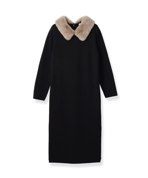 DRESSTERIOR(ドレステリア)の「ファーカラーニットワンピース(ワンピース・レディース・ブラック/グレー系その他・36/38)」の3枚目の写真