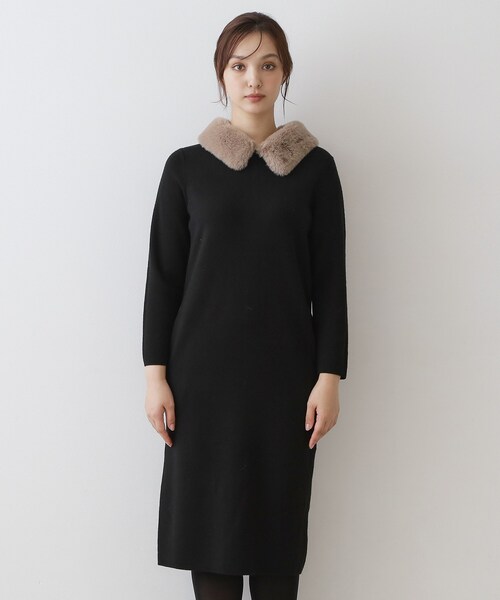DRESSTERIOR(ドレステリア)の「ファーカラーニットワンピース(ワンピース・レディース・ブラック/グレー系その他・36/38)」の18枚目の写真