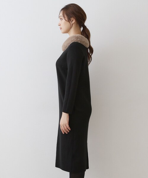 DRESSTERIOR(ドレステリア)の「ファーカラーニットワンピース(ワンピース・レディース・ブラック/グレー系その他・36/38)」の19枚目の写真