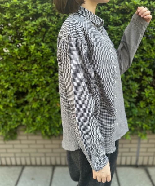SELF+SERVICE（セルフサービス）の「微起毛チビエリシャツ（シャツ/ブラウス・レディース・キナリ/ネイビー/ライトブラウン/ブルー系その他・XL/L/M）」の14枚目の写真