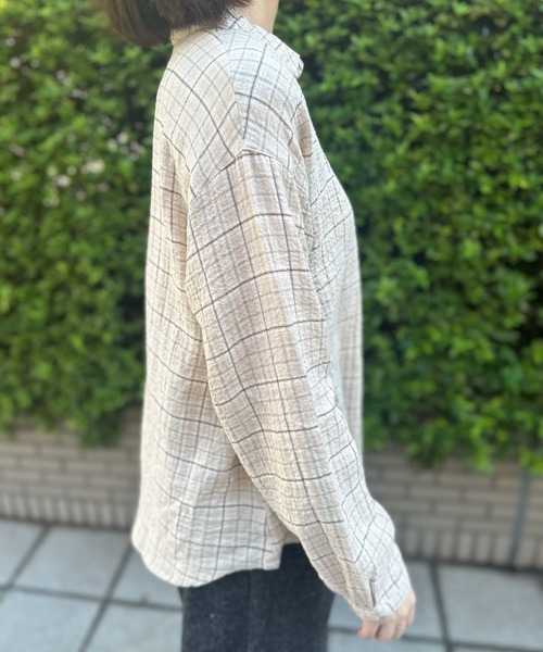 SELF+SERVICE（セルフサービス）の「微起毛チビエリシャツ（シャツ/ブラウス・レディース・キナリ/ネイビー/ライトブラウン/ブルー系その他・XL/L/M）」の18枚目の写真