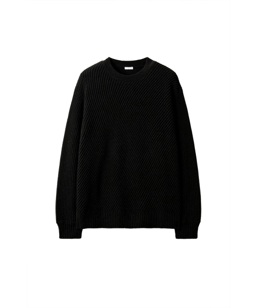 YOUCHE PRET A PORTER(ユッシュプレタポルテ)の「SI DIAGONAL RIB KNIT ブラック(ニット/セーター・メンズ・その他・MEDIUM/LARGE)」の1枚目の写真