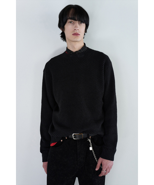 YOUCHE PRET A PORTER(ユッシュプレタポルテ)の「SI DIAGONAL RIB KNIT ブラック(ニット/セーター・メンズ・その他・MEDIUM/LARGE)」の3枚目の写真