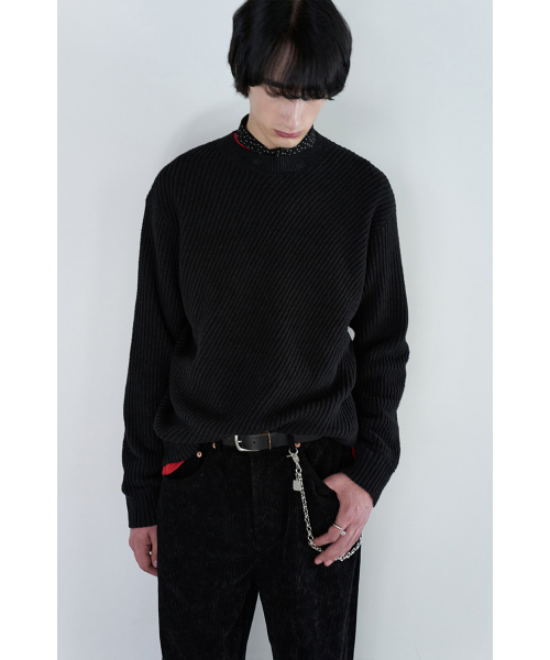 YOUCHE PRET A PORTER(ユッシュプレタポルテ)の「SI DIAGONAL RIB KNIT ブラック(ニット/セーター・メンズ・その他・MEDIUM/LARGE)」の4枚目の写真