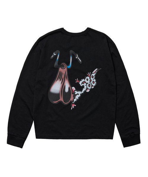 MICHAEL1991(ミカエル1991)の「MICHAEL1991 X OLD GARAGE ボールグラフィック ロングスリーブTシャツ, ブラック(Tシャツ/カットソー・レディース・ブラック・LARGE/MEDIUM)」の1枚目の写真