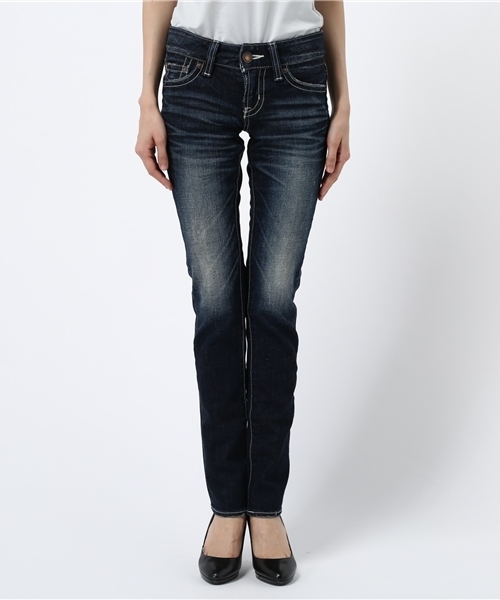 MOUSSY（マウジー）の「D/BLU Straight Slim（デニムパンツ・レディース・ダークブルー・24inch）」の6枚目の写真