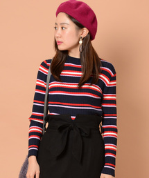 mystic | ワイドリブマルチボーダーニット(ニット/セーター)