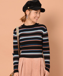 mystic | ワイドリブマルチボーダーニット(ニット/セーター)