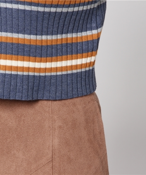 mystic（ミスティック）の「ワイドリブマルチボーダーニット（ニット/セーター・レディース・ネイビー/ブラック/ブルー・ﾌﾘ-）」の9枚目の写真