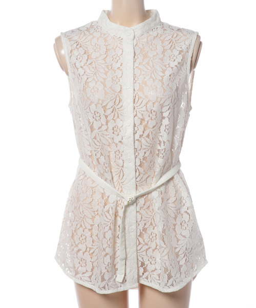 MOUSSY（マウジー）の「M BELTED LACE N/S TOPS（タンクトップ・レディース・ブラック/キャメル/ターコイズブルー/オフホワイト・FREE）」の13枚目の写真