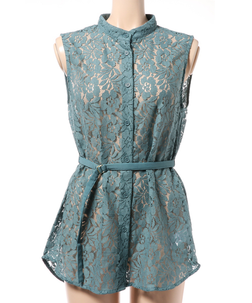 MOUSSY（マウジー）の「M BELTED LACE N/S TOPS（タンクトップ・レディース・ブラック/キャメル/ターコイズブルー/オフホワイト・FREE）」の15枚目の写真