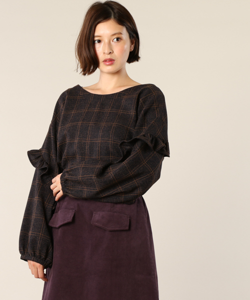 Mystic ミスティック の チェックフリルブラウス シャツ ブラウス Wear