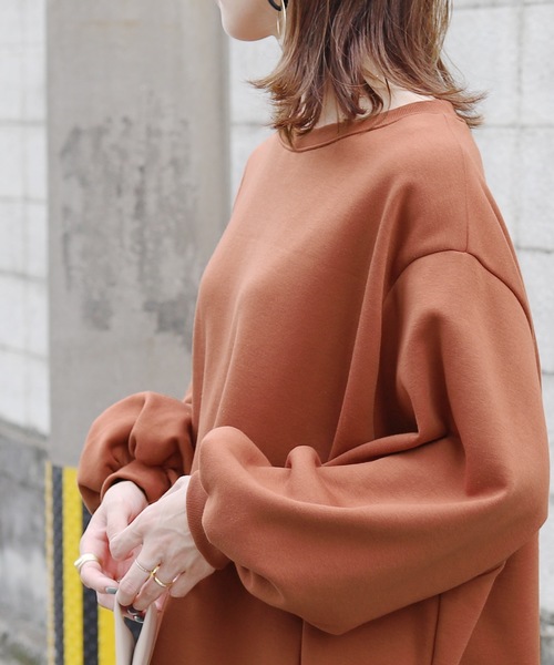 reca（レカ）の「ビッグシルエット裏起毛スウェットカットソー（スウェット・レディース・ホワイト/ブラック/ブラウン/キャメル/テラコッタ/ベージュ・FREE）」の19枚目の写真