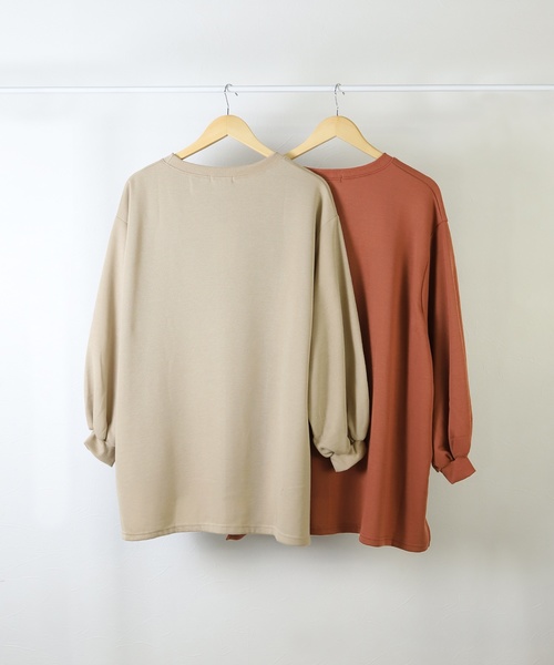 reca（レカ）の「ビッグシルエット裏起毛スウェットカットソー（スウェット・レディース・ホワイト/ブラック/ブラウン/キャメル/テラコッタ/ベージュ・FREE）」の12枚目の写真