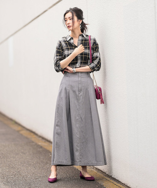 RIVE DROITE（リヴドロワ）の「デニムタックロングスカート（デニムスカート・レディース・グレー/ネイビー・SMALL/MEDIUM）」の4枚目の写真