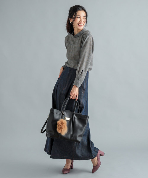 RIVE DROITE（リヴドロワ）の「デニムタックロングスカート（デニムスカート・レディース・グレー/ネイビー・SMALL/MEDIUM）」の10枚目の写真