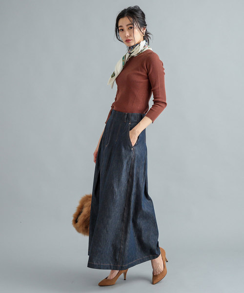 RIVE DROITE（リヴドロワ）の「デニムタックロングスカート（デニムスカート・レディース・グレー/ネイビー・SMALL/MEDIUM）」の13枚目の写真