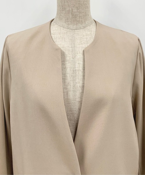 PICCIN（ピッチン）の「カラーレスロングコート（ノーカラージャケット・レディース・ベージュ/ネイビー/サックスブルー/グリーン・MEDIUM/LARGE/L/M）」の22枚目の写真