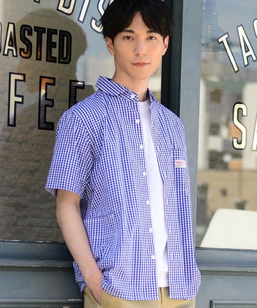 coen（コーエン）の「SMITH別注ショールカラー半袖ワークシャツ(その他1⇒WEB限定カラー)（シャツ/ブラウス・メンズ・ホワイト/その他/コバルトブルー/ネイビー・LARGE/SMALL/MEDIUM/X-LARGE）」の22枚目の写真