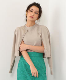 EMMEL REFINES | 【EMMEL REFINES】〔ハンドウォッシャブル〕FC H/W 衿スカラ ノースリーブ×クルーネックカーディガン(カーディガン/ボレロ)