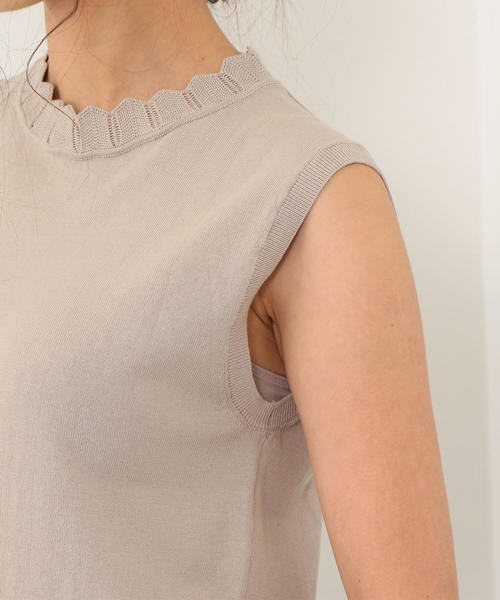 EMMEL REFINES（エメルリファインズ）の「【EMMEL REFINES】〔ハンドウォッシャブル〕FC H/W 衿スカラ ノースリーブ×クルーネックカーディガン（カーディガン/ボレロ・レディース・ライトブルー/ベージュ/ブラック・FREE）」の10枚目の写真