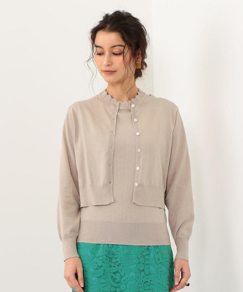 EMMEL REFINES（エメルリファインズ）の「【EMMEL REFINES】〔ハンドウォッシャブル〕FC H/W 衿スカラ ノースリーブ×クルーネックカーディガン（カーディガン/ボレロ・レディース・ライトブルー/ベージュ/ブラック・FREE）」の14枚目の写真