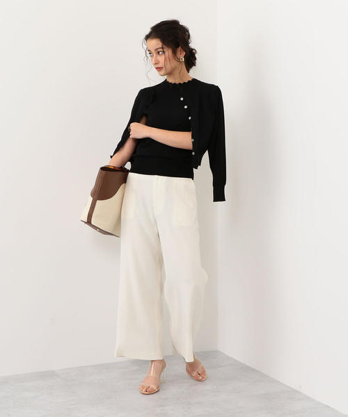 EMMEL REFINES（エメルリファインズ）の「【EMMEL REFINES】〔ハンドウォッシャブル〕FC H/W 衿スカラ ノースリーブ×クルーネックカーディガン（カーディガン/ボレロ・レディース・ライトブルー/ベージュ/ブラック・FREE）」の16枚目の写真