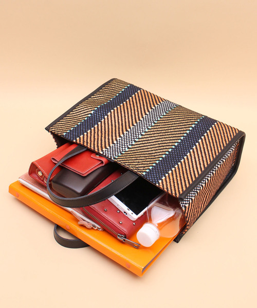 【2019SS新作】Beaure ヴュレ カウレザー × 雑材 ストライプ トート A4 【2019SS新作】Beaure ヴュレ カウレザー × 雑材 ストライプ トート A4