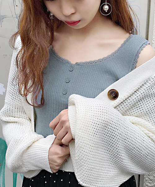 apres jour（アプレジュール）の「ヘンリーネックリブタンク【ZOZOTOWN限定アイテム】（タンクトップ・レディース・イエロー/ブルー/オフホワイト/ブラック・フリー）」の12枚目の写真