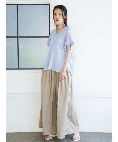 AMERICAN HOLIC（アメリカンホリック）の「ハイウエストタックギャザーロングガウチョパンツ（その他パンツ・レディース・ベージュ/ネイビー/ストライプ/ドット/カーキ/キャメル・M/L）」の22枚目の写真