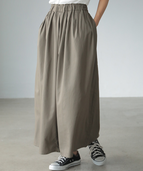 AMERICAN HOLIC（アメリカンホリック）の「ハイウエストタックギャザーロングガウチョパンツ（その他パンツ・レディース・ベージュ/ネイビー/ストライプ/ドット/カーキ/キャメル・M/L）」の3枚目の写真
