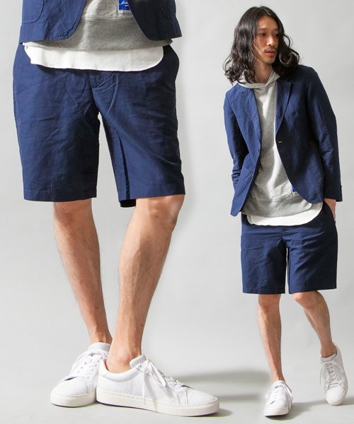 MONKEY TIME（モンキータイム）の「MT∴ コットンリネン ポプリン ノープリーツ ショーツ◆（スラックス・メンズ・ブラック/ネイビー・SMALL/LARGE/MEDIUM）」の2枚目の写真