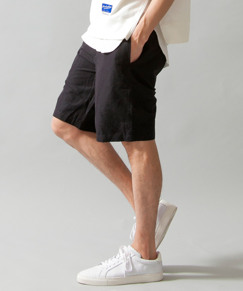 MONKEY TIME（モンキータイム）の「MT∴ コットンリネン ポプリン ノープリーツ ショーツ◆（スラックス・メンズ・ブラック/ネイビー・SMALL/LARGE/MEDIUM）」の6枚目の写真