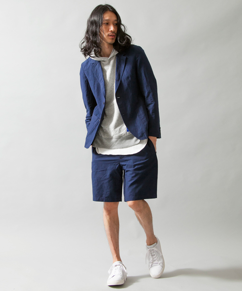 MONKEY TIME（モンキータイム）の「MT∴ コットンリネン ポプリン ノープリーツ ショーツ◆（スラックス・メンズ・ブラック/ネイビー・SMALL/LARGE/MEDIUM）」の3枚目の写真