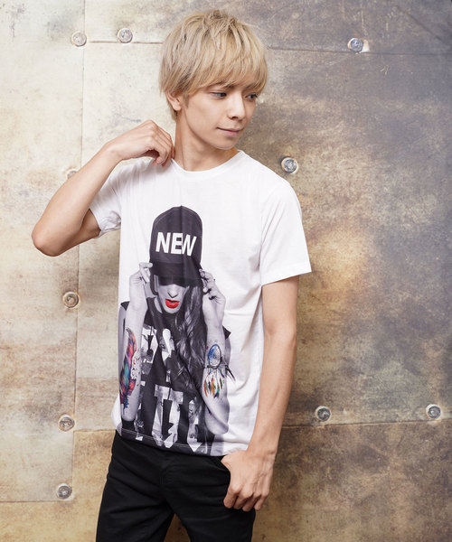 おしゃれスタ(オシャレスタ)の「モノトーンガールズフォトプリントクルーネックTシャツ(KU)(Tシャツ/カットソー・メンズ・A/B/C/D・M/L)」の12枚目の写真