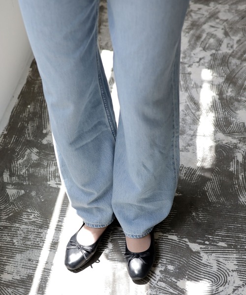 柔らかギャザースクエアトゥバレエシューズパンプス（バレエシューズ