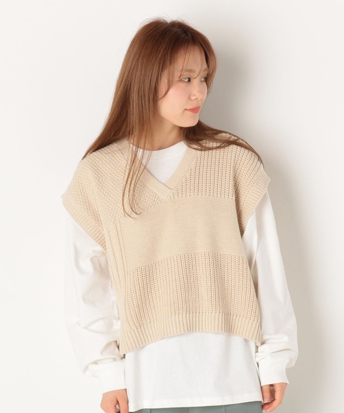 archives(アルシーヴ)の「ニットベストロンTセット(Tシャツ/カットソー・レディース・ベージュ/ブルー/アイボリー/カーキ・MEDIUM)」の19枚目の写真