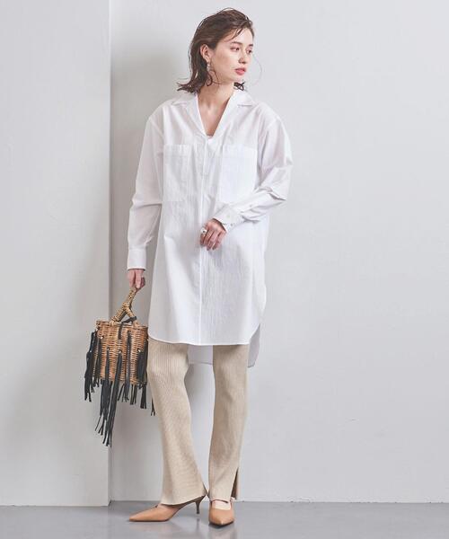 UNITED ARROWS(ユナイテッドアローズ)の「UWSC リブ スリット パンツ(レギンス/スパッツ・レディース・ベージュ/ブラック・38/36)」の2枚目の写真