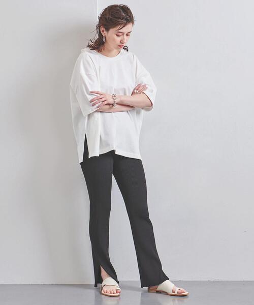 UNITED ARROWS(ユナイテッドアローズ)の「UWSC リブ スリット パンツ(レギンス/スパッツ・レディース・ベージュ/ブラック・38/36)」の12枚目の写真